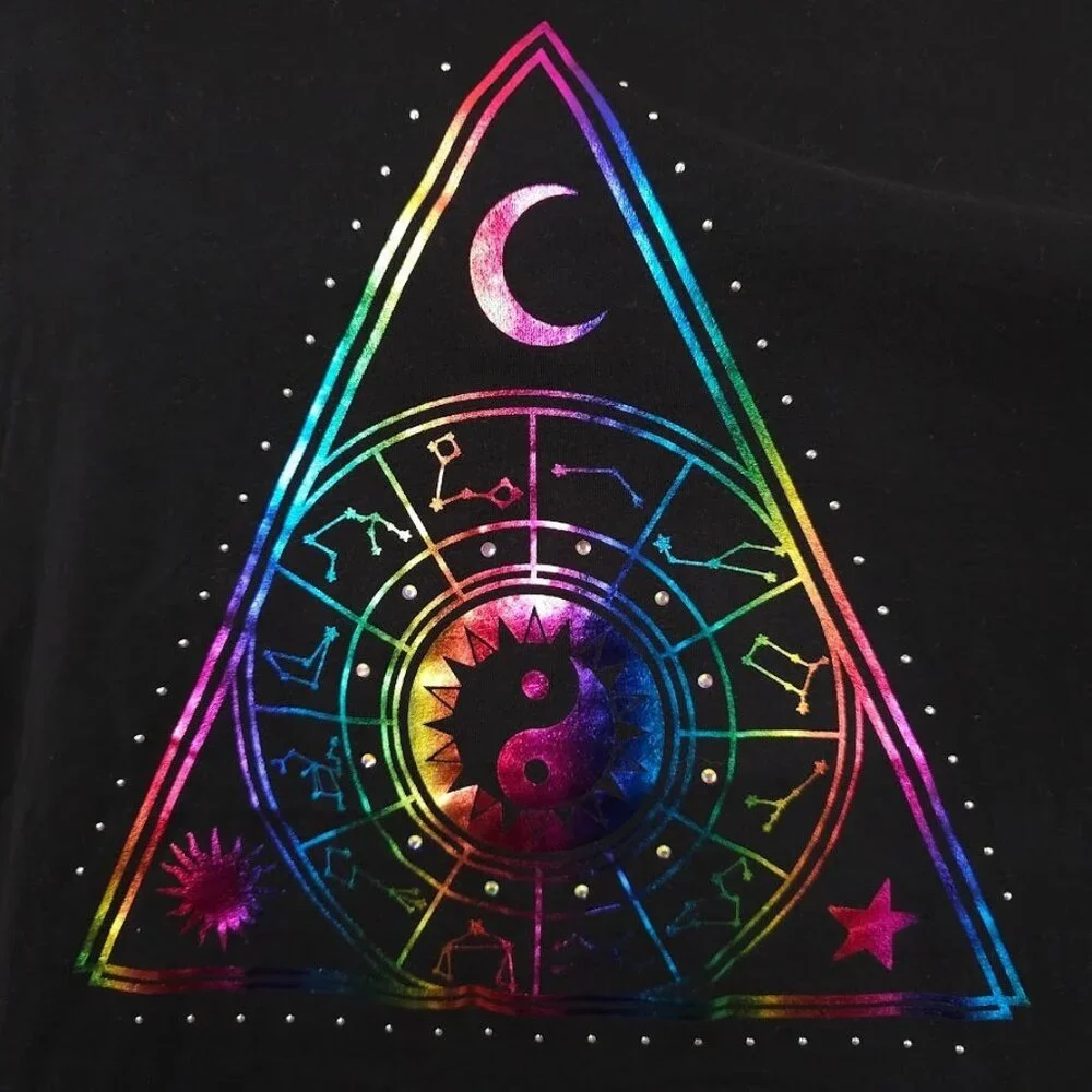 Yin Yang T Shirt Womens Size 2XL Black Constellations Star Charts Astrology - Picture 3 of 7